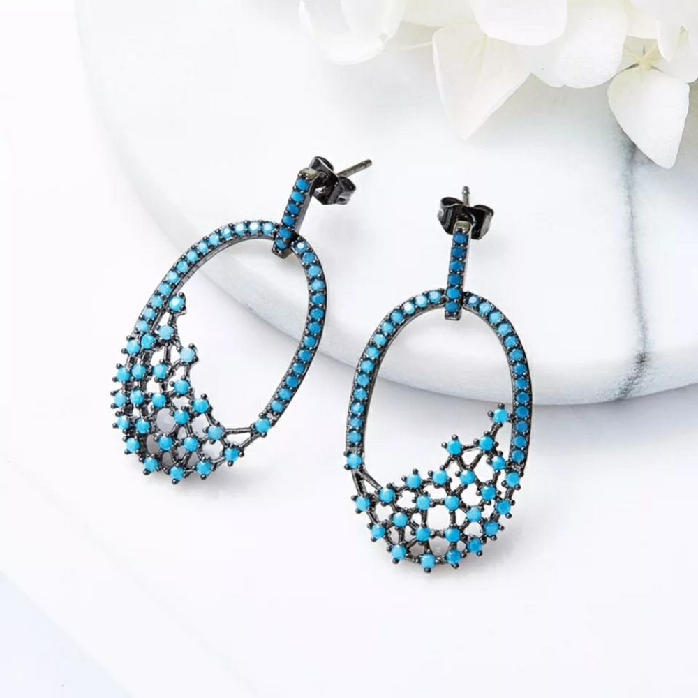 Oval Earrings abstract turquoise earrings